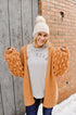 POM POM SLEEVE CARDIGAN || TERRACOTTA