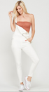 SKINNY LEG JEAN OVERALLS | WHITE