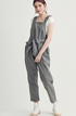 SELF-TIE BELTED OVERALLS