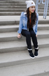 DENIM JACKET WITH SHERPA COLLAR