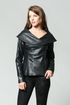 FRONT ZIPPER FAUX LEATHER JACKET || BLACK